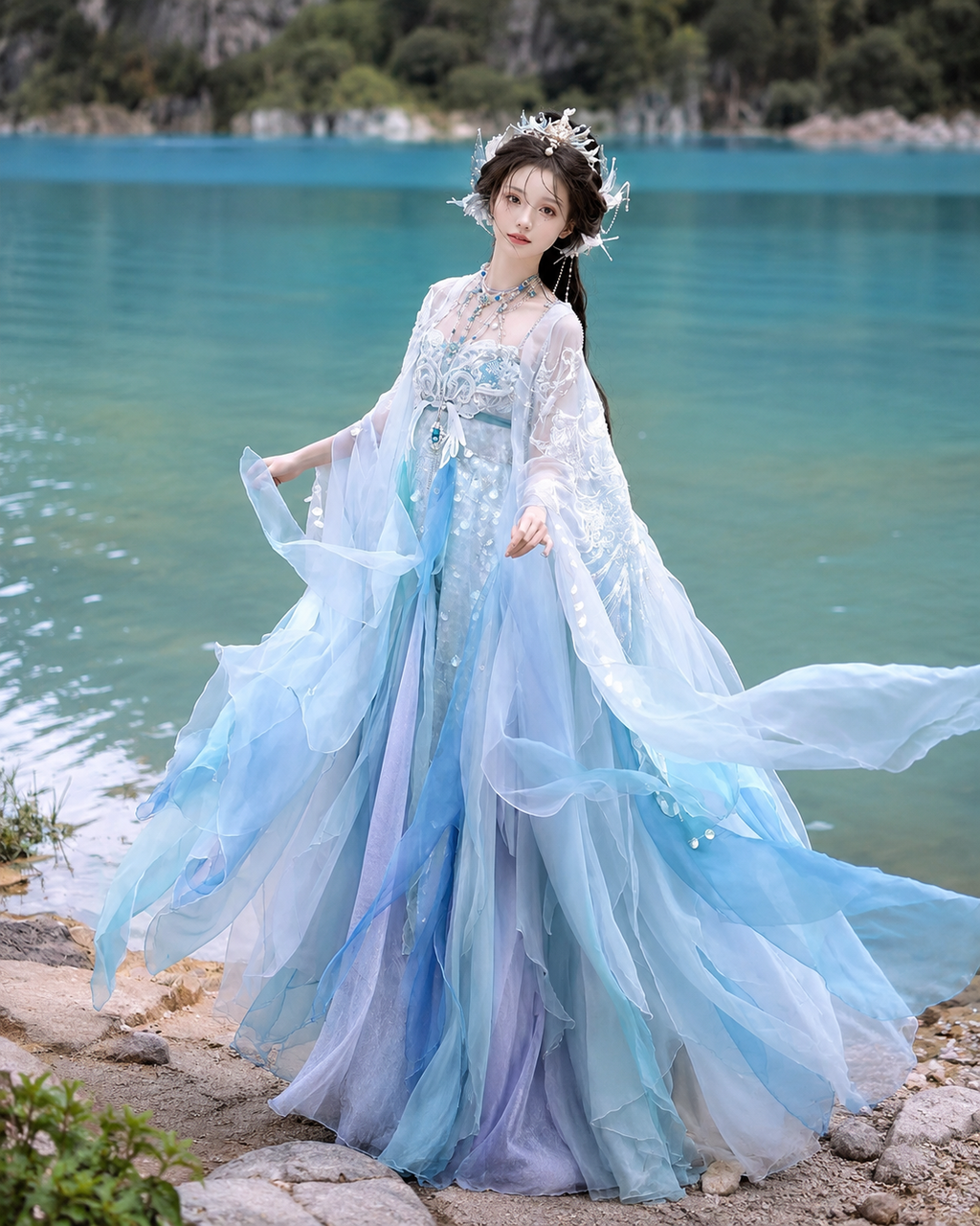 【Renyuji】Mermaid Goddess Mythic Embroidered Tang Hanfu Set