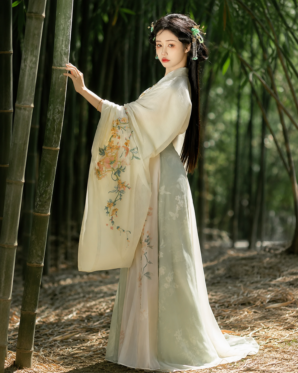 【Chunfeng Shili】Women’s Wei-Jin Style Embroidered Hanfu Set with Wide-Sleeve Top