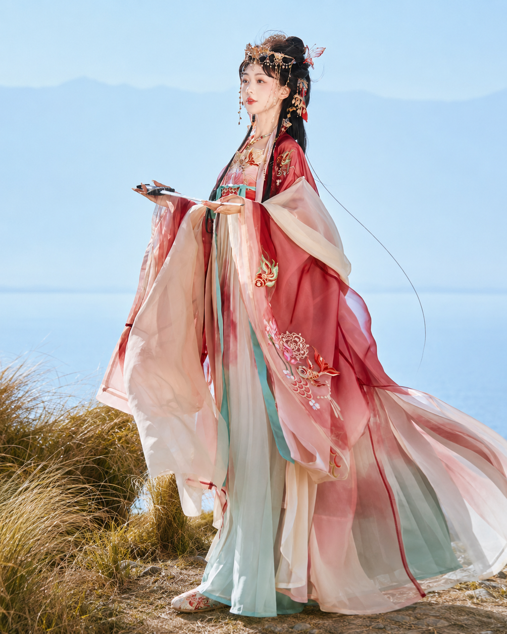 【Jinyuji】Women’s Tang Style Heavy Embroidered Hanfu Set with Hezi Skirt