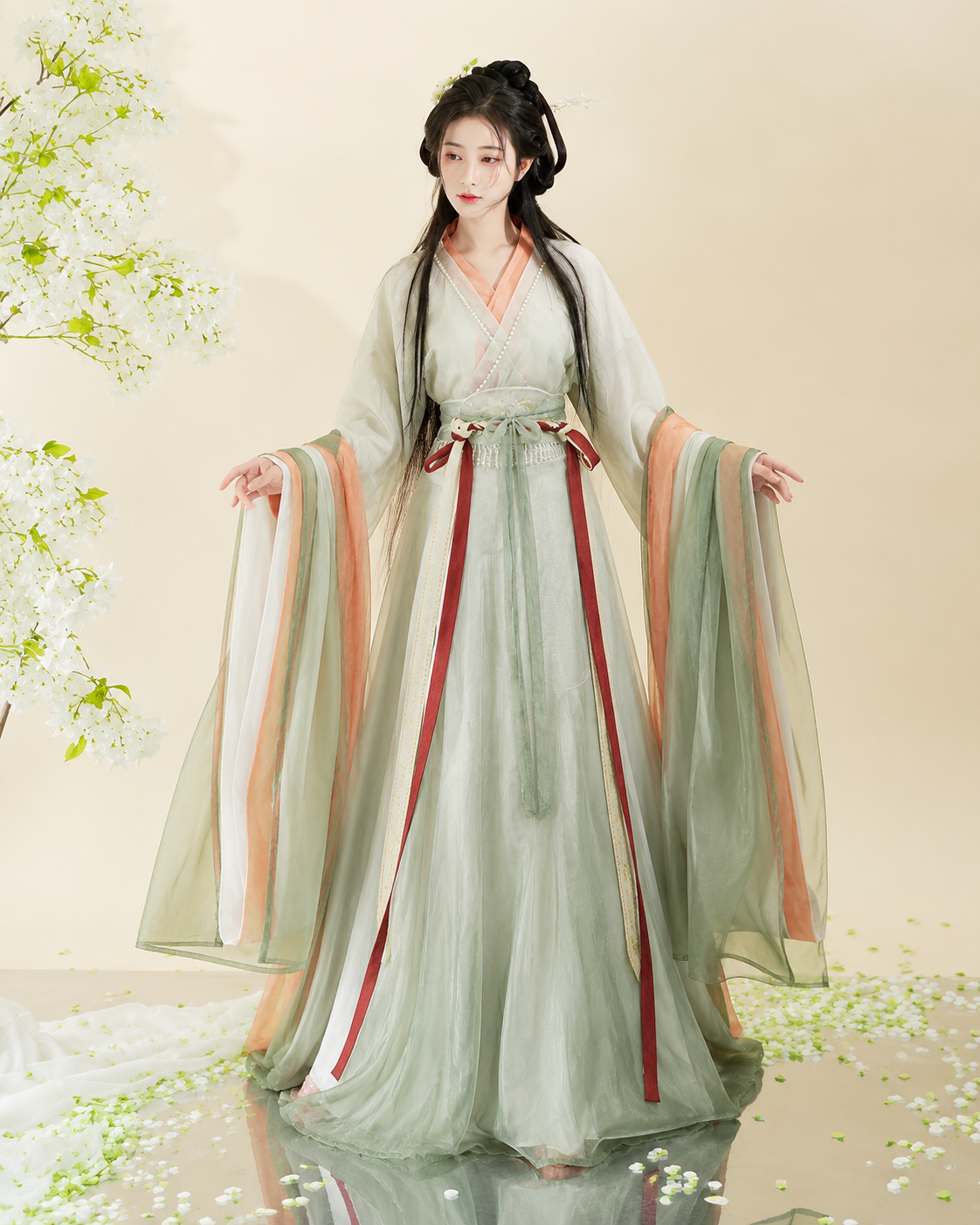 【Yixi Qingyi】Women’s Wei-Jin Style Embroidered Waist-Length Hanfu Set
