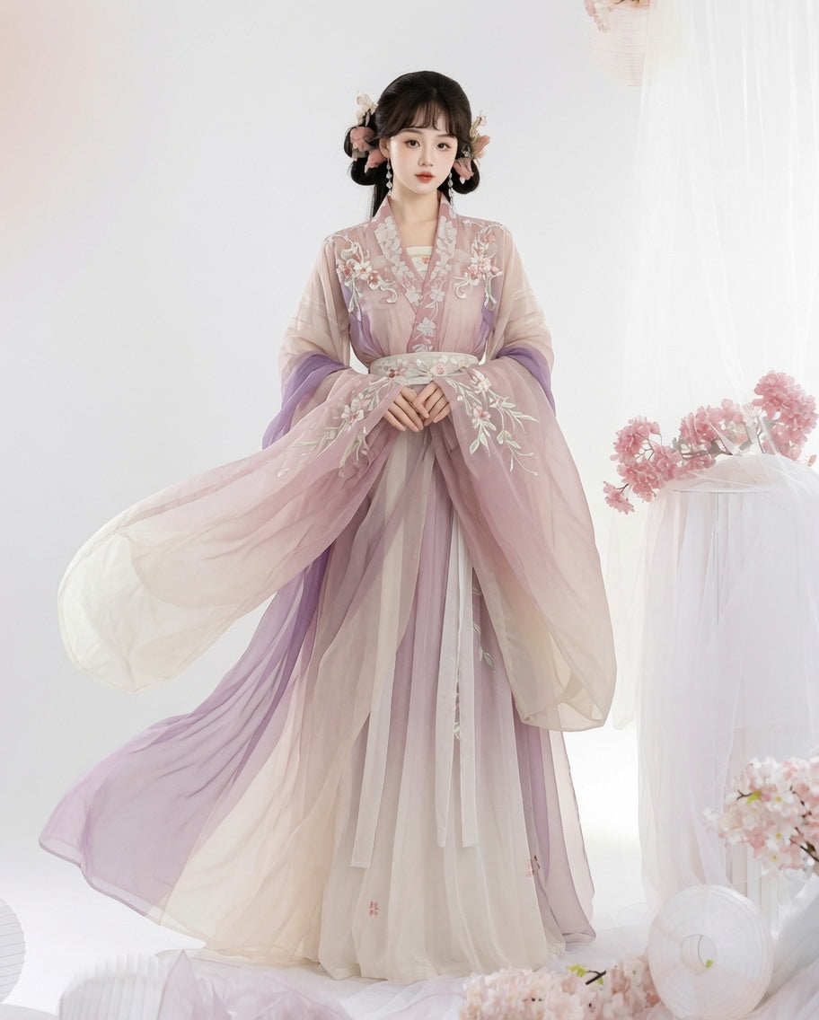 【Huayuanyue】Women’s Wei-Jin Hanfu Set with Flowing Wide Sleeves