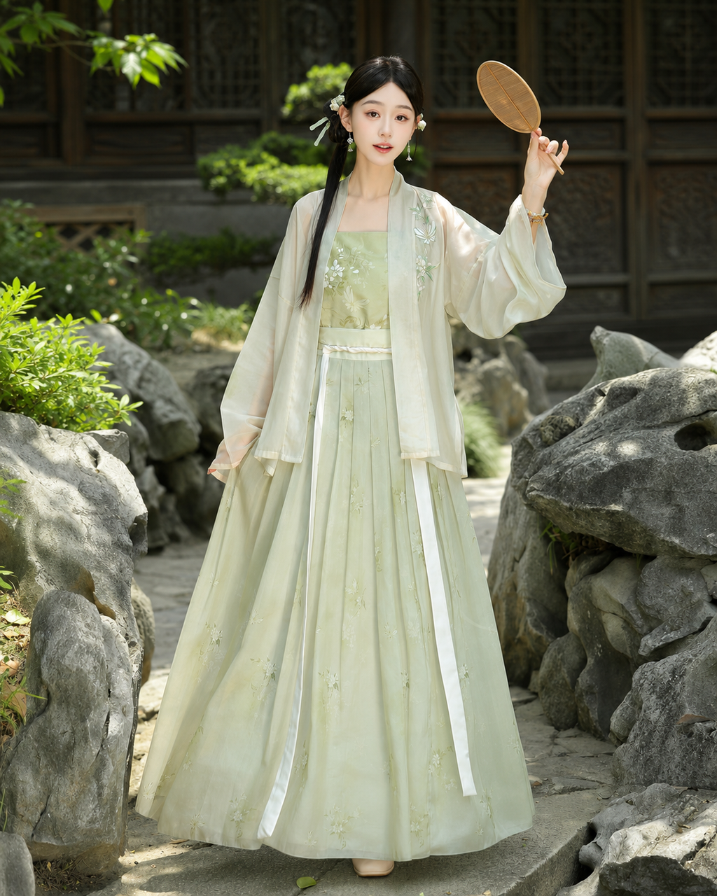 【Qingyou Zhiying】Women’s Song Style Embroidered Hanfu Set with Cardigan and Camisole
