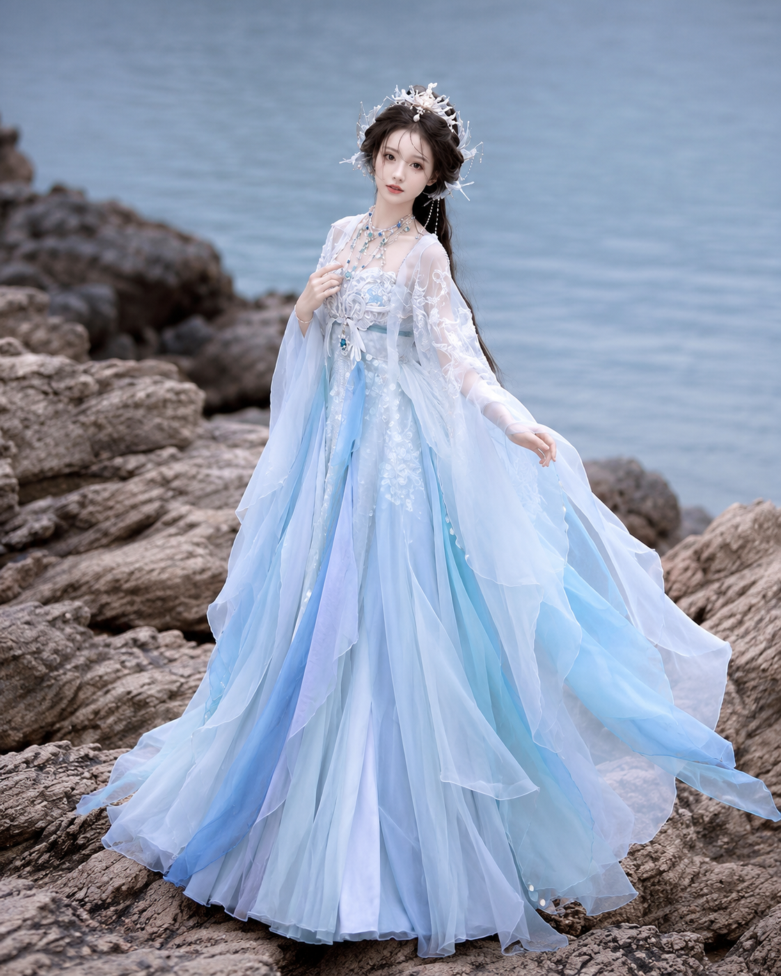 【Renyuji】Mermaid Goddess Mythic Embroidered Tang Hanfu Set