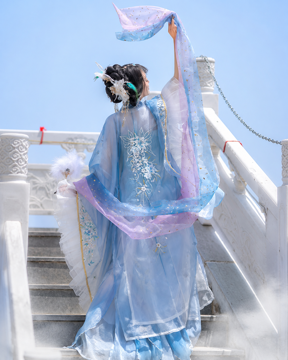 【Qingyu Xianzi】 Tang-Style Chest-High Hanfu Set with Flowing Cape