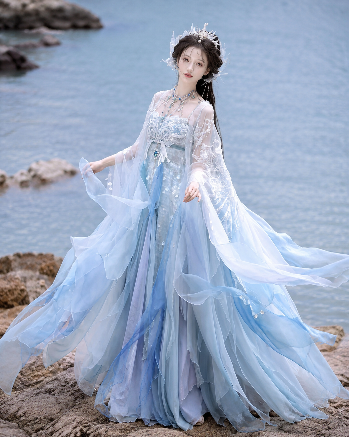 【Renyuji】Mermaid Goddess Mythic Embroidered Tang Hanfu Set