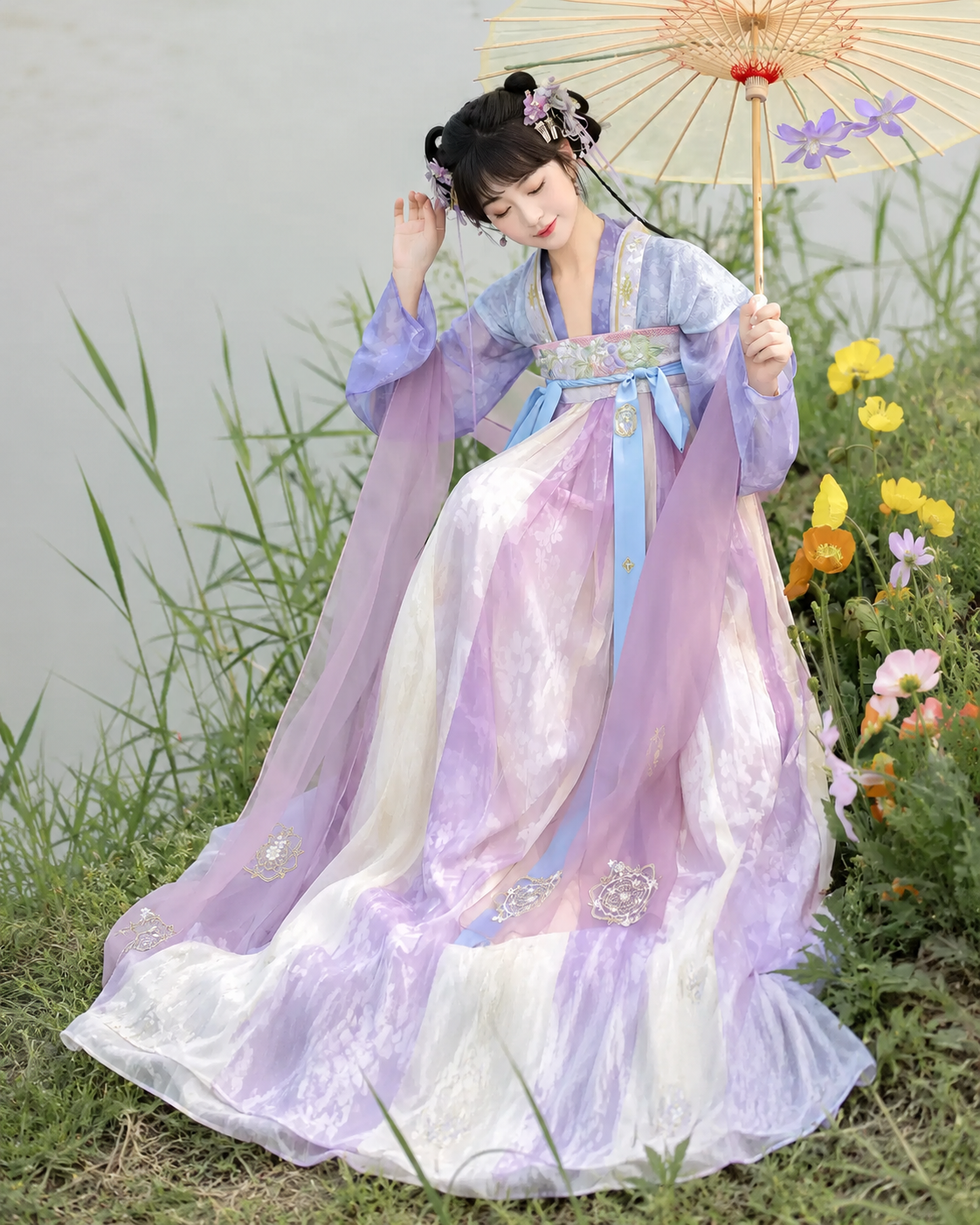 【Yueran Puxiang】Women’s Tang Style Embroidered Chest-High Ruqun Hanfu Set