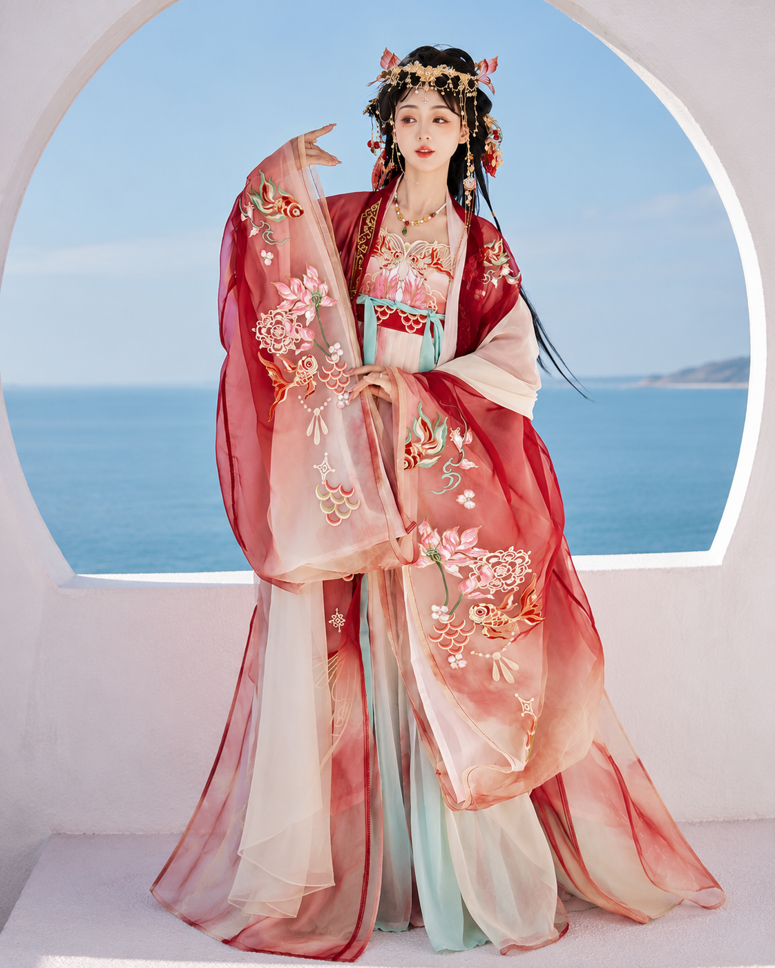 【Jinyuji】Women’s Tang Style Heavy Embroidered Hanfu Set with Hezi Skirt