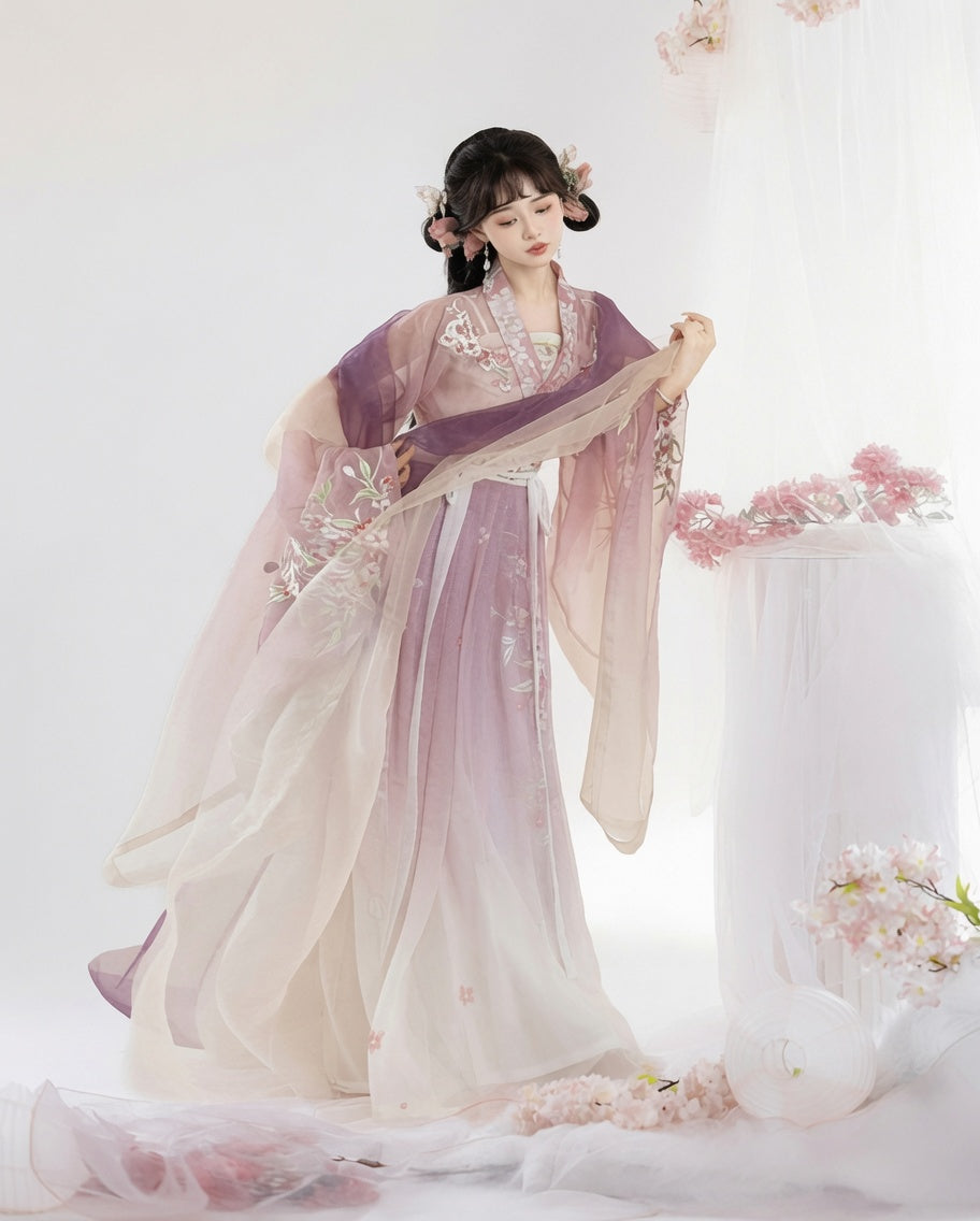 【Huayuanyue】Women’s Wei-Jin Hanfu Set with Flowing Wide Sleeves