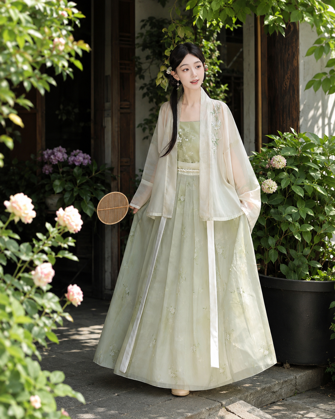 【Qingyou Zhiying】Women’s Song Style Embroidered Hanfu Set with Cardigan and Camisole