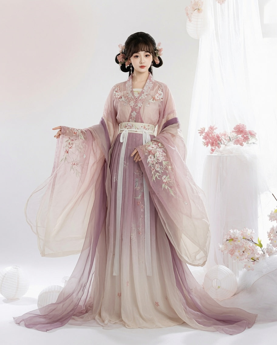 【Huayuanyue】Women’s Wei-Jin Hanfu Set with Flowing Wide Sleeves