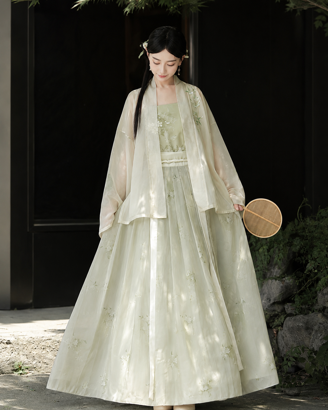【Qingyou Zhiying】Women’s Song Style Embroidered Hanfu Set with Cardigan and Camisole