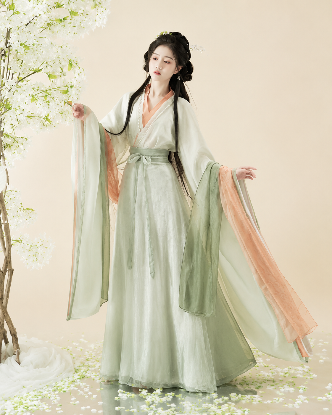【Yixi Qingyi】Women’s Wei-Jin Style Embroidered Waist-Length Hanfu Set