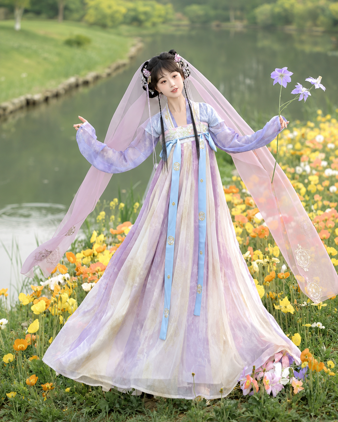 【Yueran Puxiang】Women’s Tang Style Embroidered Chest-High Ruqun Hanfu Set