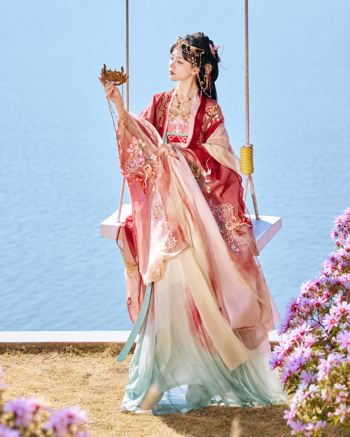 【Jinyuji】Women’s Tang Style Heavy Embroidered Hanfu Set with Hezi Skirt
