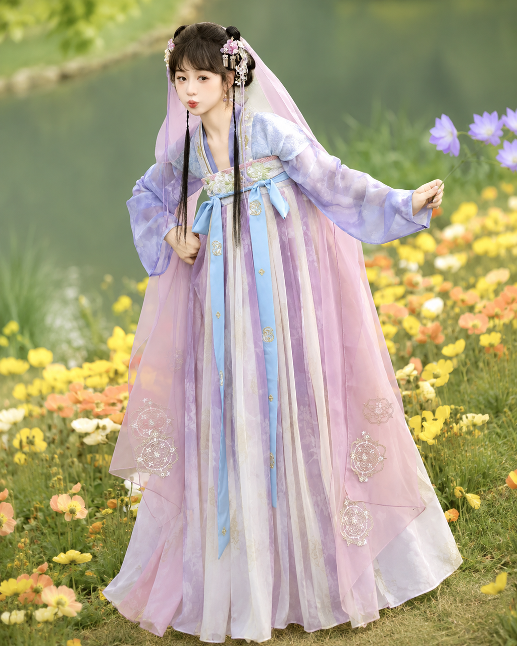 【Yueran Puxiang】Women’s Tang Style Embroidered Chest-High Ruqun Hanfu Set