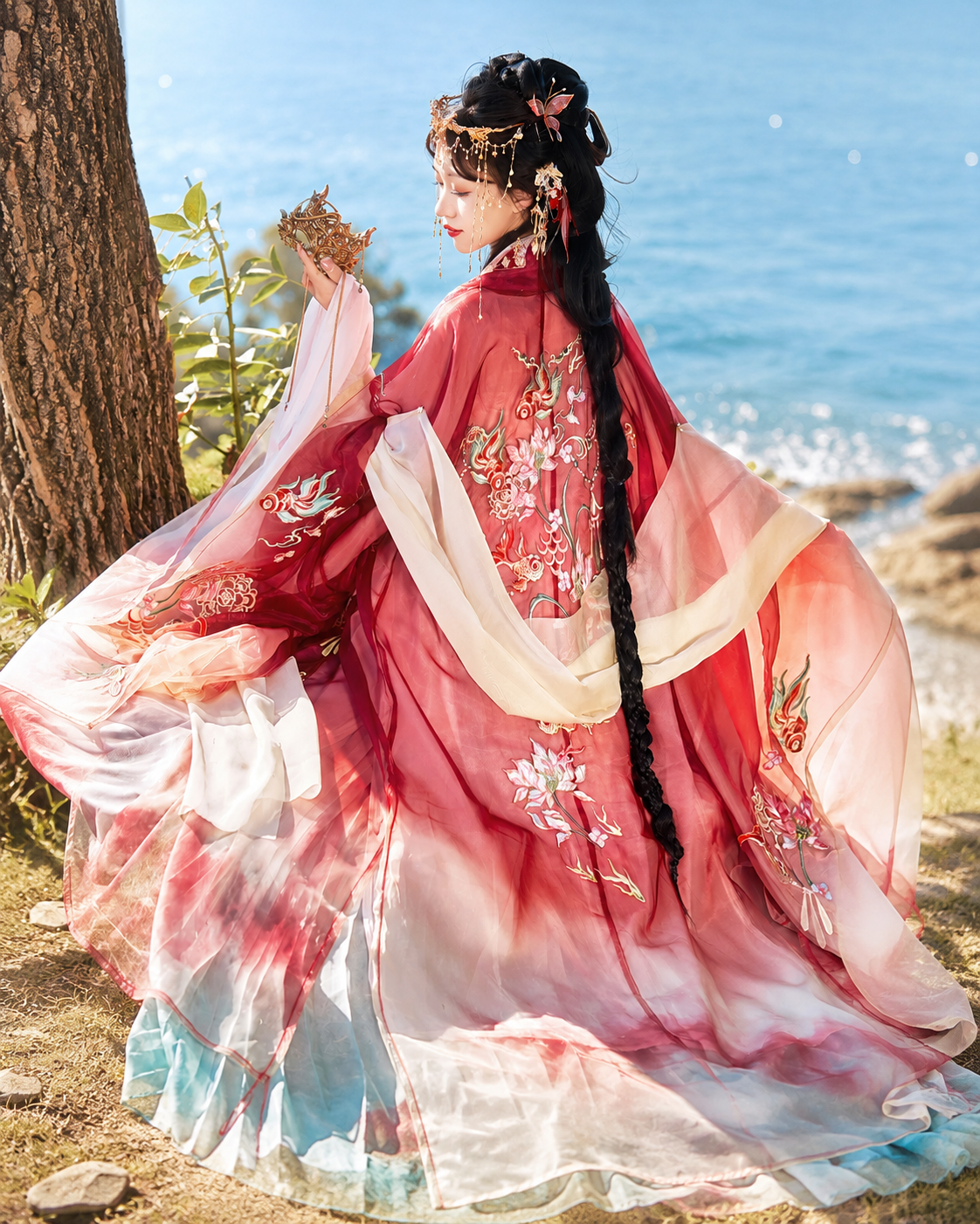 【Jinyuji】Women’s Tang Style Heavy Embroidered Hanfu Set with Hezi Skirt