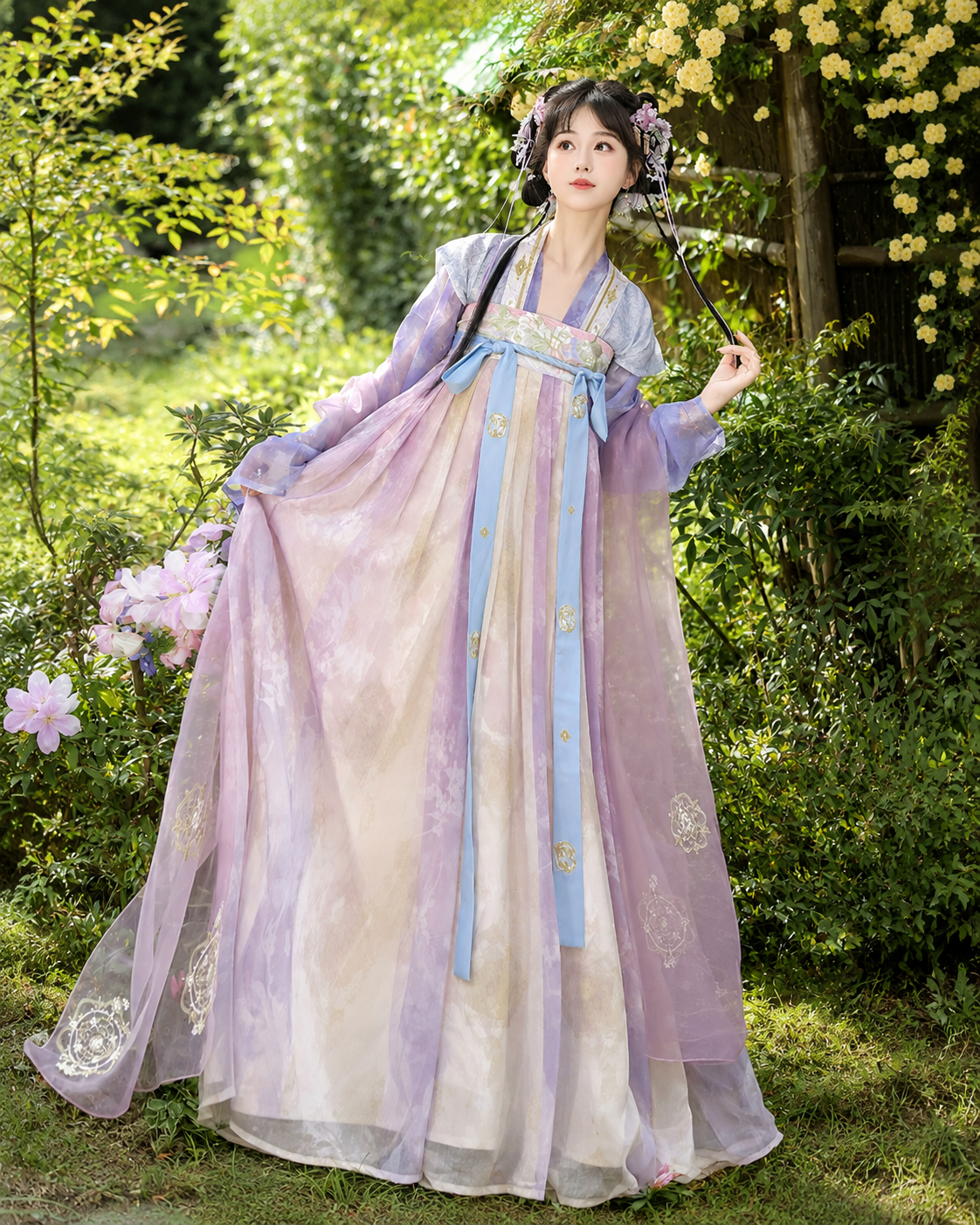 【Yueran Puxiang】Women’s Tang Style Embroidered Chest-High Ruqun Hanfu Set